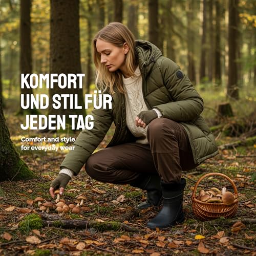 Ladeheid Thermo Eva Gummistiefel Damen gefüttert wasserdichte und federleichte Regenstiefel Damen LA-800-2017 (Schwarz/Schwarz, 38 EU)