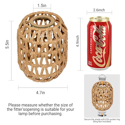Image of 3 Pack Rattan Lamp Shades Boho Hanging Light Lamp Shades, Woven LampShades for Floor Lamps Rattan Pendant Lights Boho Lamp Ceiling Light, Table Lamps, Plug in Pendant Light