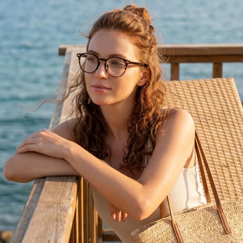 Image of Dollger Women Round Blue Light Blocking Glasses Men Retro Computer Gaming Eyeglasses Anti-Eyestrain