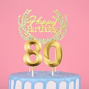 80. Geburtstag Kerzen, Gold Geburtstagskerze Zahl, Tortenkerzen Zahlen 80, Geburtstagskerzen Nummer, Zahlenkerzen für…