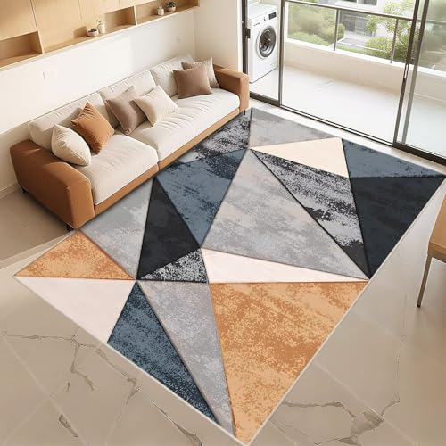 Tapis de chambre lavable petit format géométrique gris