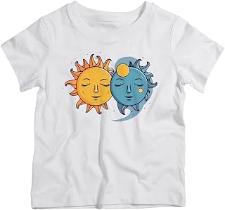 Camiseta Infantil Branca LUA E SOL ESOTERICO COLORIDO