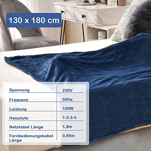 COSTWAY Heizdecke 130 x 180 cm, Wärmedecke mit Abschaltautomatik, 4 Temperaturstufen & 8 Stunden Timer & PTC/NTC Überhitzungsschutz, maschinenwaschbar Kuscheldecke mit digitaler Bedienung