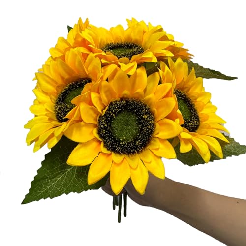 mofgkuz Sunflowers Artificial Flowers, Sunflower Simulation Flower Decoration, Outdoor Indoor Home Office Parties Wedding Birthday Party, Yellow Summer Decor 12PCS