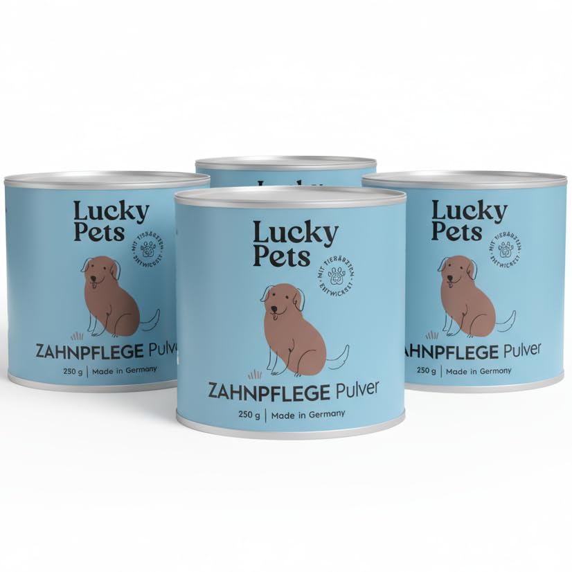 Zahnpflege Pulver für Hunde 250 g – Hunde Zahnsteinentferner und Mundgeruch-Stopper – 100% natürliche Zahnreinigung ohne Zahnbürste – Made in Germany – Zahnpflege Hund