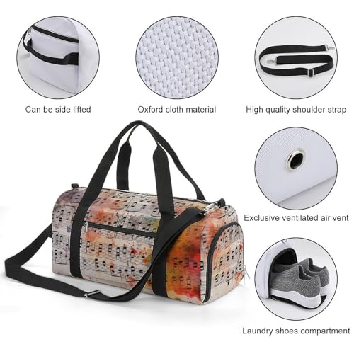 Musical Score Gym Duffel Bag for Boys Girls with Shoe Compartment Travel3