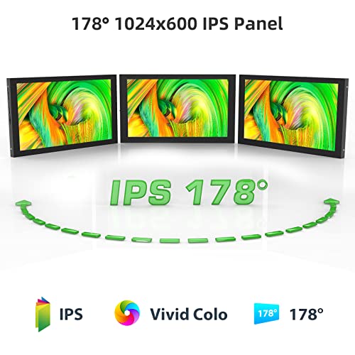 Aprotii Raspi Screen, 7 Inch 1024X600 Ips Portable Monitor, 5-Points Capacitive Touchscreen Display Mini Hdmi Monitor For Laptop Raspi 4B 3B+3A+ & Banana Pi Win7/8/10/11 & Game Consoles #TOP3