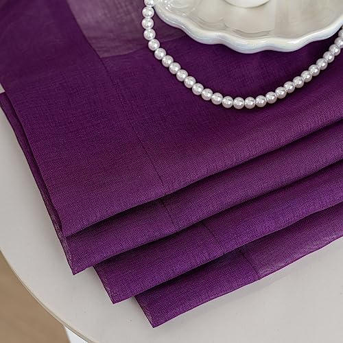 Image of Purple Sheer Curtains 95 inch Length 2 panels, Rod Pocket Semi Sheer Privacy Curtains, Window Treatments Soft Voile Drapes for Windows Living Room Bedroom French Doors Doorway Divider, 52 inchWx 95 inchL