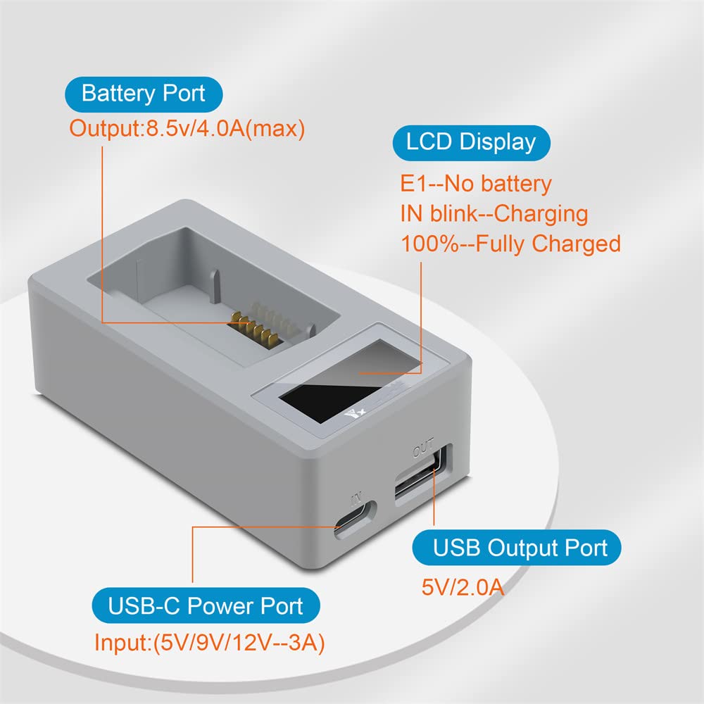 Cargador compatible para DJI MINI 3 Pro, concentrador de carga de batería Cargador USB Pantalla de dron Puerto de cargador con cables Adaptadores de carga Herramienta de fuente de alimentación