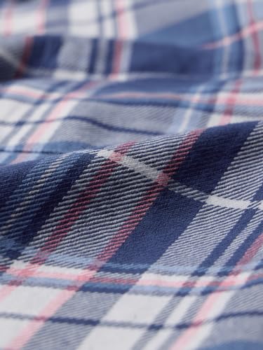 Image of The Souled Store Plaid: Blue, Pink, White Men and Boys Long Sleeve Collared Neck Button Front Relaxed Fit Cotton Shirts