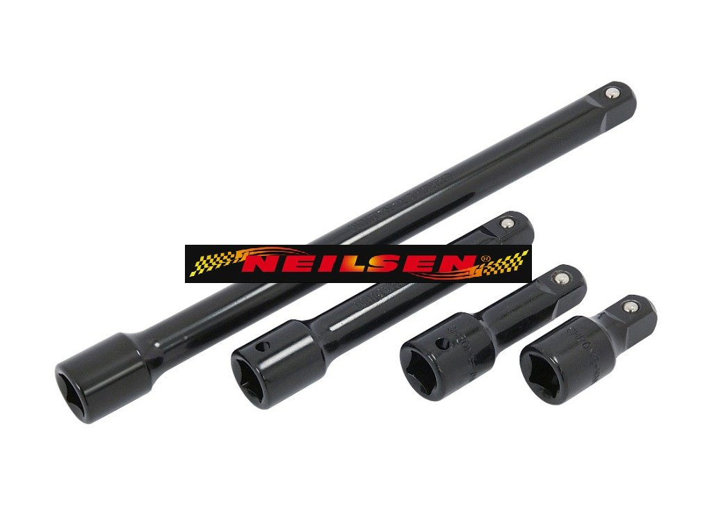 Neilsen CT1098 4pc Impact Extension Bar Set 1/2in Drive 2 3 5 10in 50 75 125 250mm Chrome Vanadium