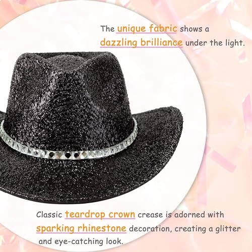 Image of Women Cowboy Hat Western Style Glitter Party Costume Hat