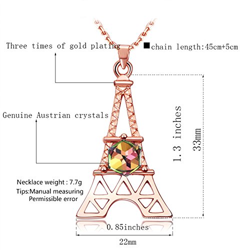 Paris Eiffel Tower Charm Pendant Necklace For Women Rose Gold/Platinum Plated Jewelry Crystal Necklaces #TOP1