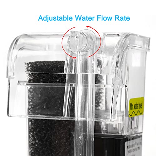 Image of AQUANEAT Aquarium Hang on HOB Power Filter 5 Gallon Rimless Small Fish Tank Filter 90GPH (up to 5Gal) (Pack of 2)