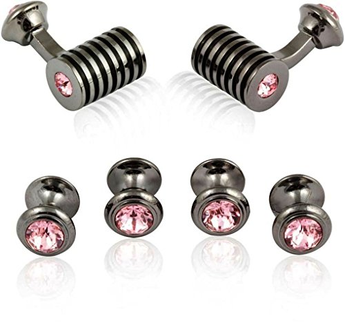 Set de Mancuernas con Cristales Rosados Gunmetal miniatura 1
