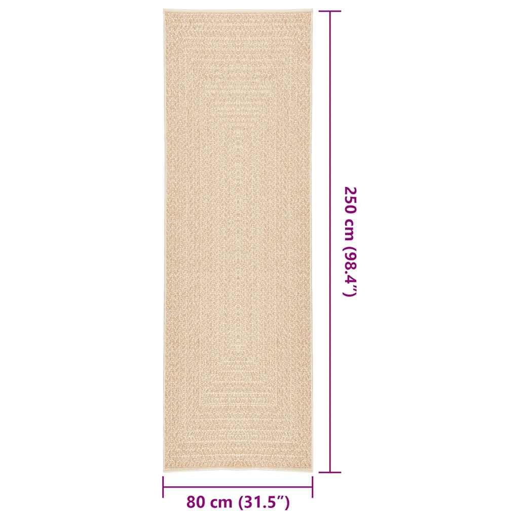 chodnik ZIZUR beżowy, 80 x 250 cm, z polipropylenu, do użytku wewnątrz i na zewnątrz, antypoślizgowy, łatwy w pielęgnacji, na balkon, taras, do salonu, korytarza, jadalni