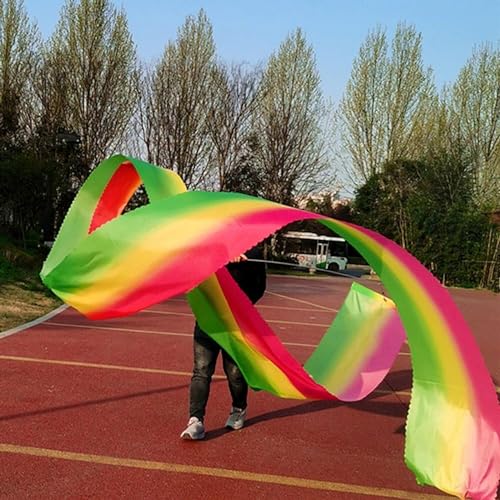 TFG - Ttfd Colourful Dragon Ribbon Washable Kung Fu Dragon Dance Ribbon with Adjustable Pole for Parent-Child Play Item(Style 2,8 m Length)