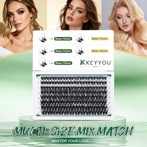 Image of Lash Clusters,96 Pcs Cluster Lashes D Curl 10-18MIX DIY Lash Extensions Eyelash Clusters,KEYYOU Volume Wispy Individual Lashes Soft&Comfortable Easy DIY at Home(Y31,D-10-18MIX)