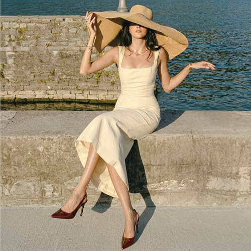 Image of heelchic Slingback Heels for Women Pointed Toe Stiletto Heel Closed Toe Pumps Slip on High Heels 2.95 inch Dress Pumps