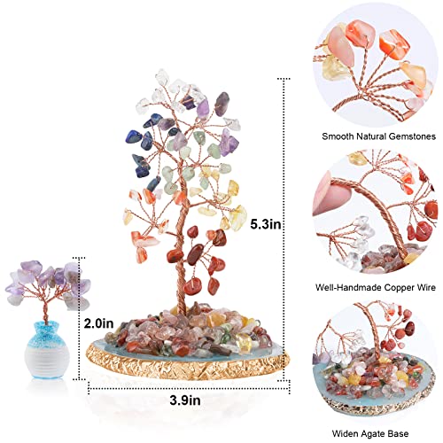 2PCS, Natural Crystal Tree with Widen Gems Agate Base, Healing Crystal Tumble Stone Tree of Life, 7 Chakra Gemstone Tree - Image 3