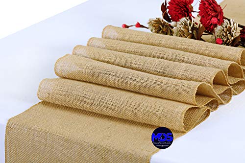 Mds Pack Of 10 Pcs Wedding 12 X 108 Inch Burlap Table Runner Natural Jute Country Vintage For Wedding Banquet Decoration - Natural Jute Burlap #TOP2