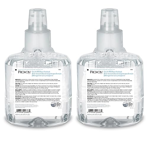 PROVON LTX-12 Clear and Mild Foam Handwash EcoLogo Certified 1200 mL Foam Soap Refill for LTX-12 Touch-Free Dispenser (Pack of 2) - 1941-02