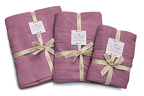 LE TEMPS D’UN BAIN Badematte, einfarbig, 750 g/m², 100% Baumwolle, 50 x 70 cm, Puderrosa