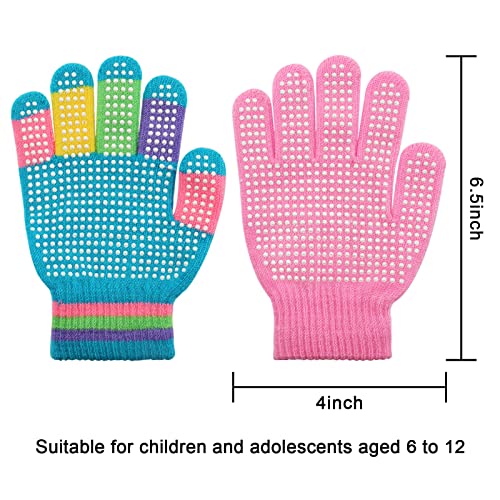 Image of Whaline 9 Pairs Kids Anti-Skid Magic Gloves Winter Knitted Gloves Full Finger Grip Anti-Slip Children Gloves for Boys Girls