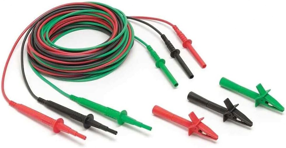 Fluke TL1550B 3 Piece Test Lead Set with Alligator Clips, 5000V DC Voltage, 20A Current, 103-25/128" Cable Length