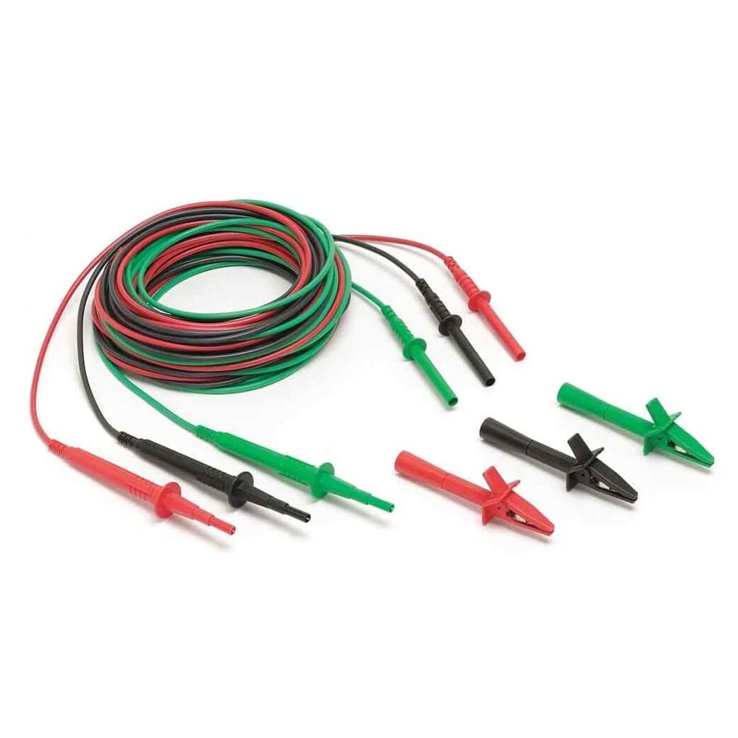 Fluke TL1550B 3 Piece Test Lead Set with Alligator Clips, 5000V DC Voltage, 20A Current, 103-25/128" Cable Length