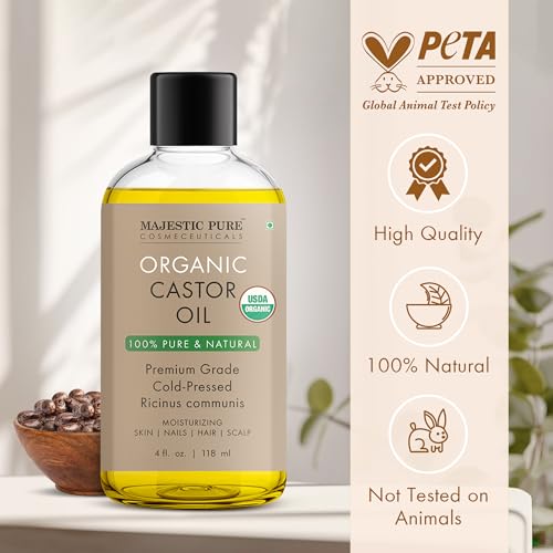 image for Majestic Pure USDA Organic Castor Oil - 100% Pure & Natural - Premium 