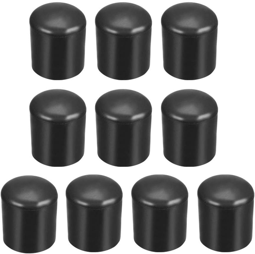 10pcs Furniture Desk Chair Round Rubber Leg Tip Cap 13mm Inner Diameter Black