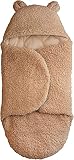 Teddy Schlafsack Baby - Baumwolle - Einschlagdecke Baby, Wickeldecke Baby - Baby Brezza Boy Girl Swaddle, Schlafsack Wickeldecke, Fotografie Prop, 0-6 Monate (Brown)