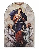 Mary Undoer of Knots Wooden Icon Arched Wall Plaque, 7 Inch