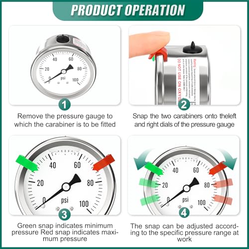 Image of 0-100PSI Stainless Steel Liquid Filled Pressure Gauge, 2.5 inch Single Scale Face Dial, 1 /4 inch NPT Back Mount, for Tube, Water Pump, Gas, Liquid, Pressure Test (with Range Mark Pointer)