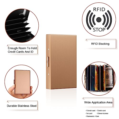 Ultra-Thin Rose Gold Metal Card Holder Wallet with RFID Blocking - Image 5