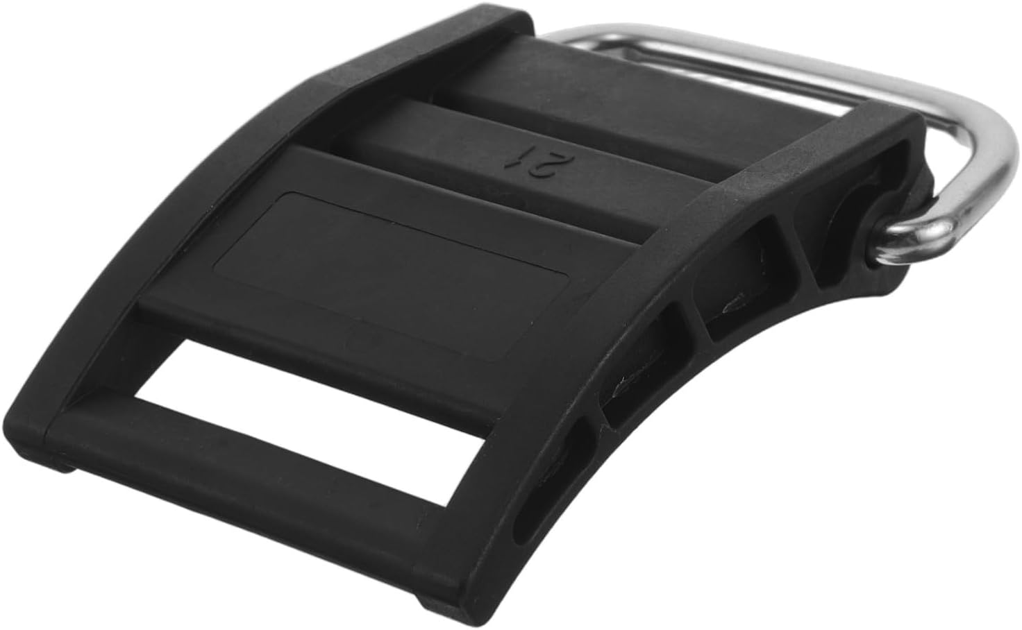 Scuba Diving Tank Buckle Featuring Reliable Bottle Connection and Enhanced Stability, Black Plastic and Stainless Steel Webbing Keeper for Underwater Activities and Diving Gear