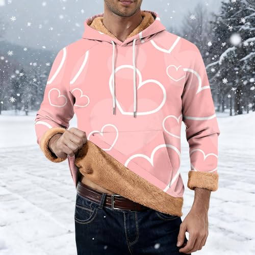 Sudaderas hombres con capucha y estampado informal de corazón rosa cómodo 2