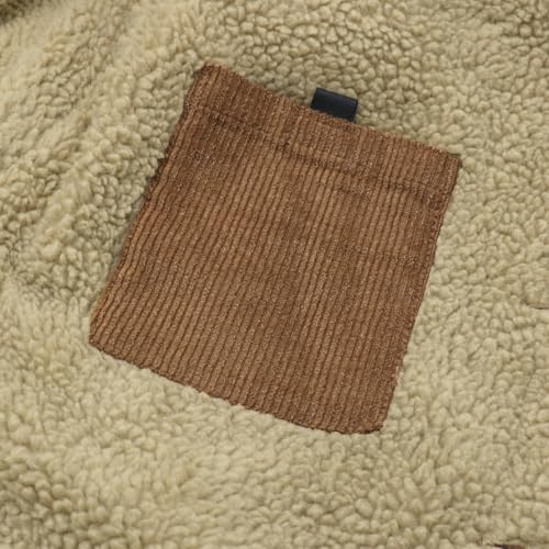 Image of Men's Corduroy Jacket Trucker Coat | Warm corduroy outwear with soft sherpa lining, classic button down outerwear for cold winter daily use