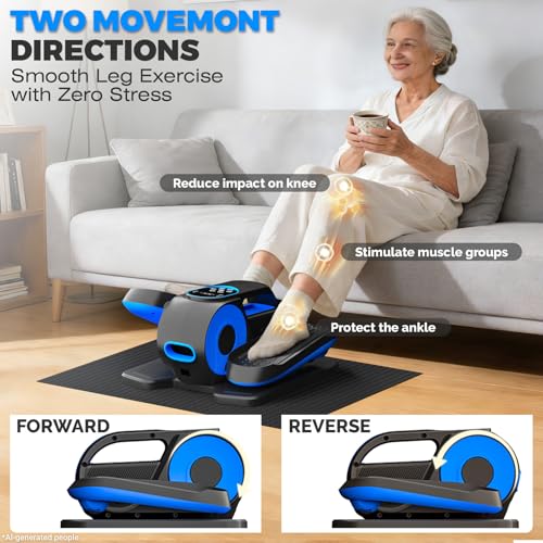 Image of Under Desk Elliptical Machine, 12 Speeds Leg Exerciser as Seen on TV with RF Remote Control for Seniors, Auto & HR Mode Quiet Portable Seated Pedal Exerciser for Home and Office