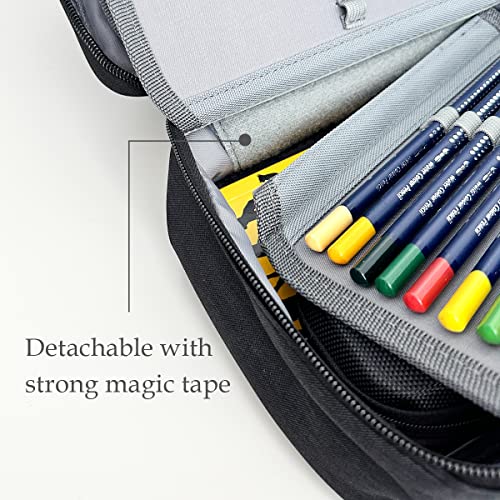 Image of Large Capacity 72 Slot Pencil Case for Colored Pencils, Stationery Pouch, Black