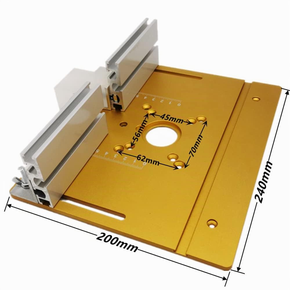 Alliage D'aluminium Kit Table de Fraisage pour Defonceuse, Table Fraisage Défonceuse, Jeu de 3 plaques d'insertion pour table de toupie - Or