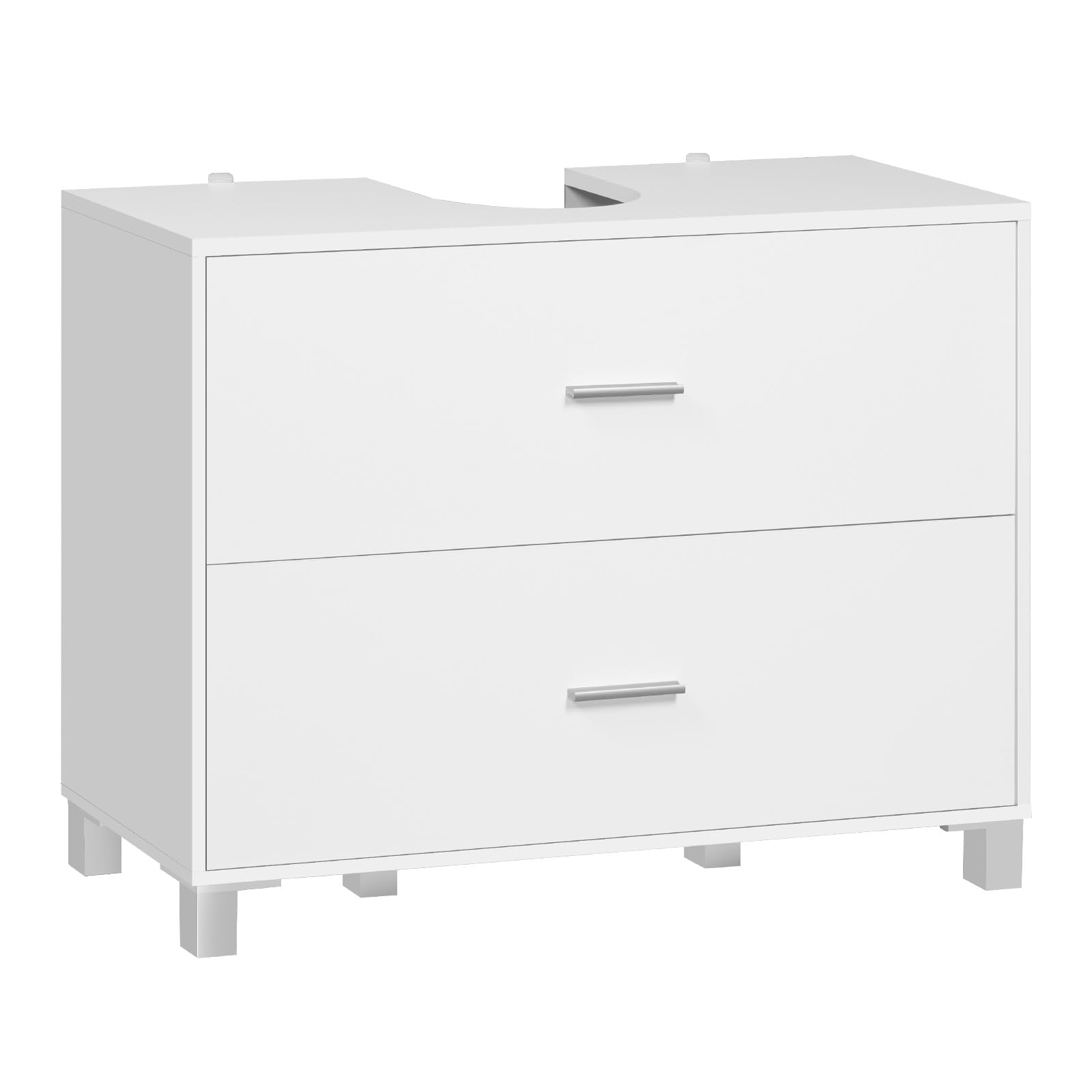 EUGAD Under Sink Bathroom Cabinet, Freestanding Bathroom Cabinet with 2 Drawers, 80x30x60 cm, Modern Storage Unit with 20x22 cm Siphon Cut-out, White