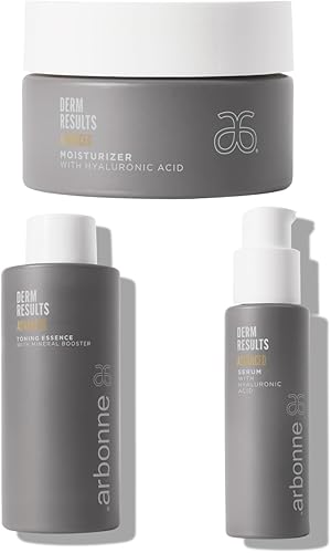 Arbonne DermResults Advanced Toning Essence con refuerzo mineral y DermResults Suero avanzado de ácido hialurónico para rostro con DermResults