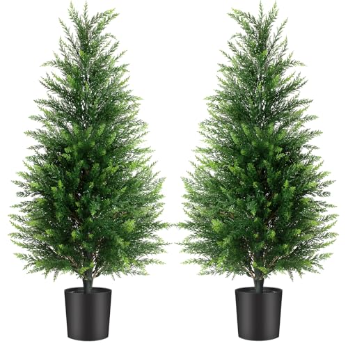 3FT Artificial Cedar Trees 2 Pack, UV Protected Fake
