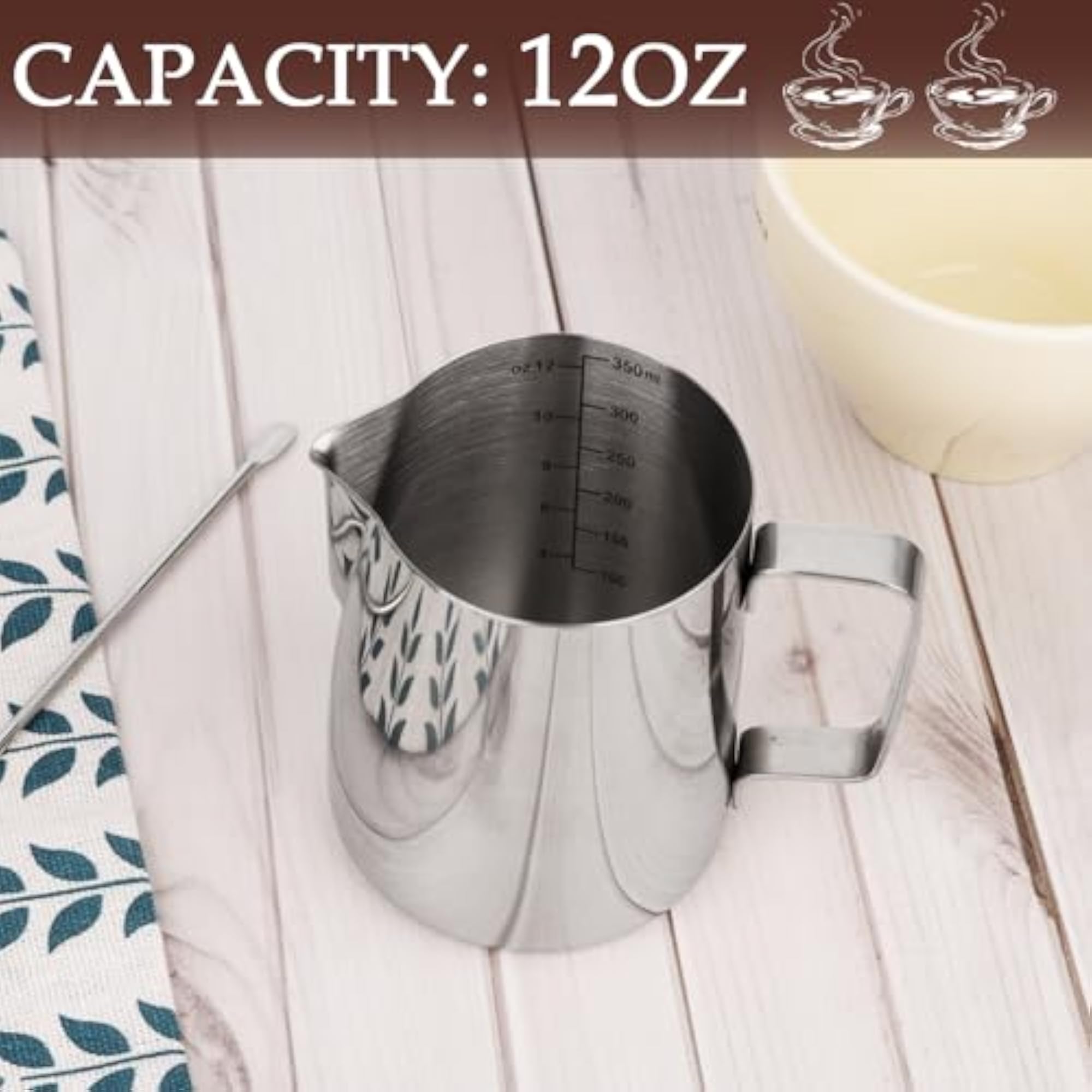 304 Stainless Steel Frothing Pitcher, 12oz