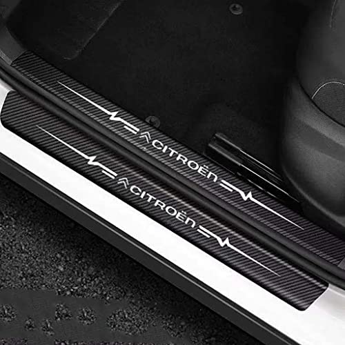 RIDGOEL 4 Pièces Citroen Protection Seuil de Porte de Voiture pour C-Elysee C4 C5 C6 C4L Berlingo C-Crosser Autocollant en Cuir de Fibre de Carbone Plinthes...