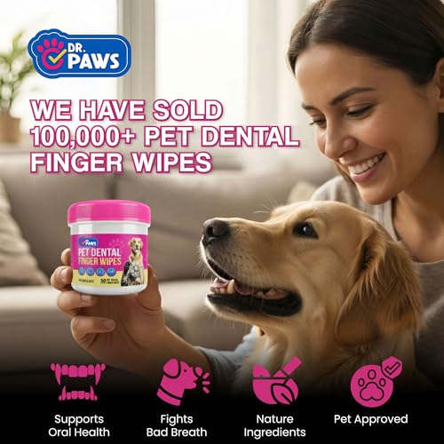Image of Pet Dental Finger Wipes - Natural Ingredients, Easy to Use Dog Teeth Cleaning Wipes for Effective Dog Teeth Cleaning - Ideal Dog Dental Wipes for Optimal Oral Hygiene