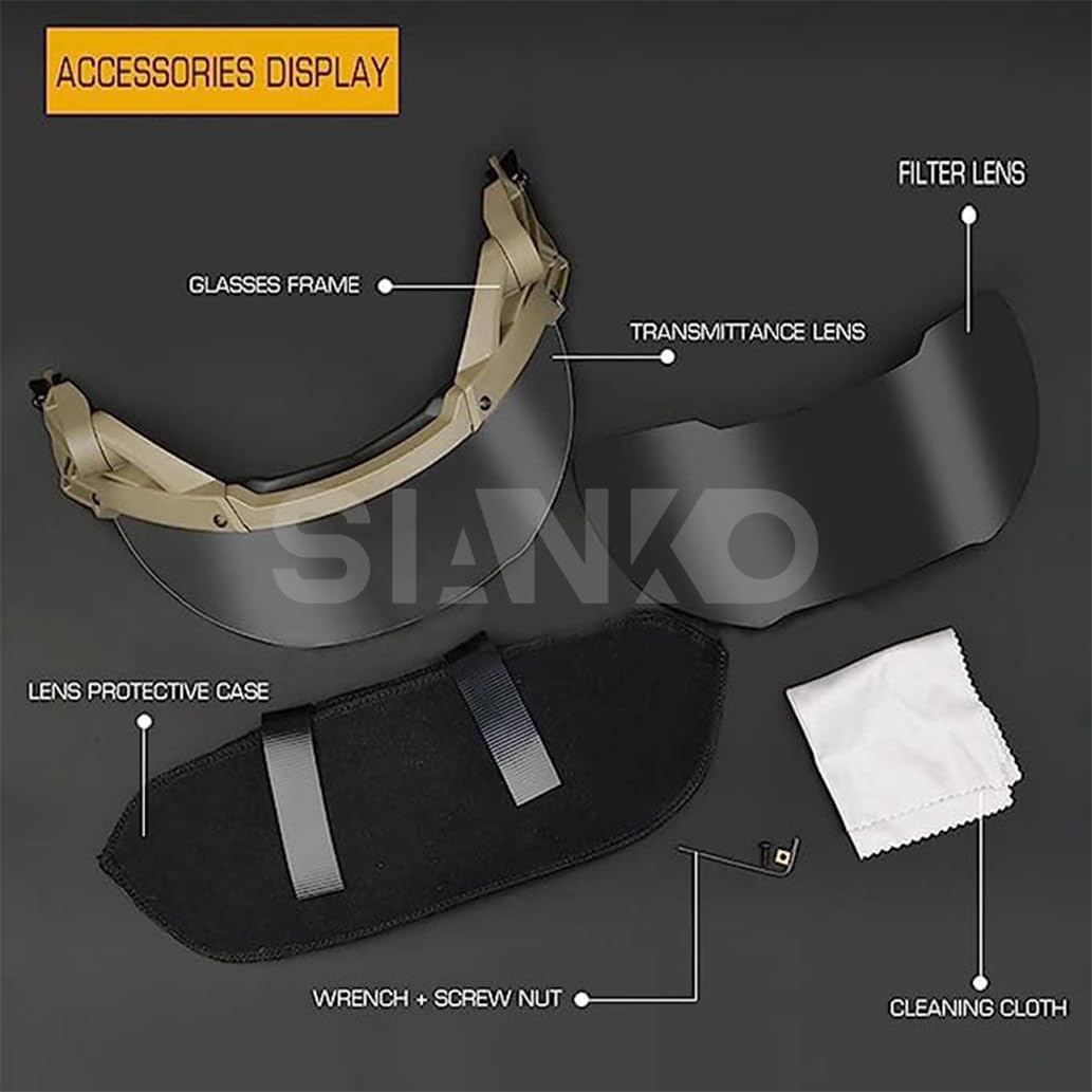 Lunettes de protection pour airsoft avec rails ARC sur le côté, 2 verres de couleur (noir)