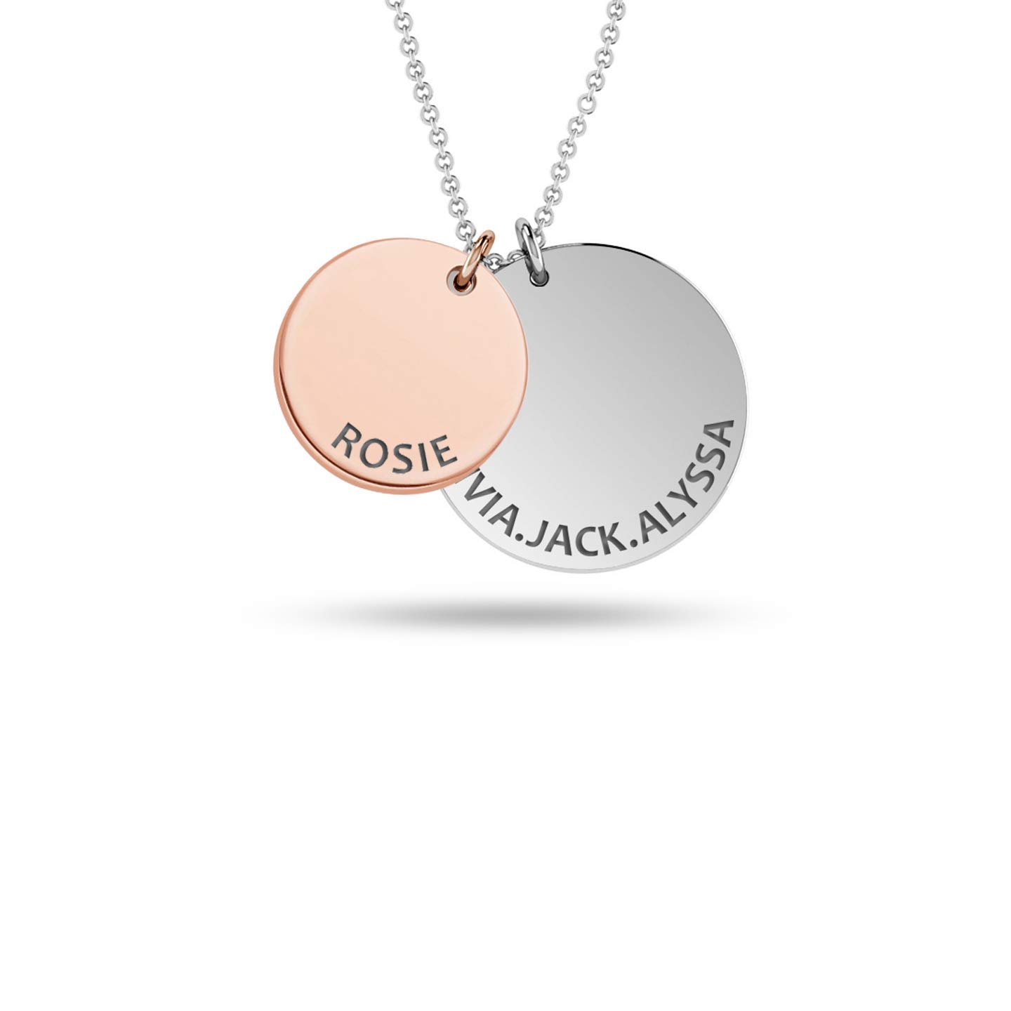 Silver Style Personalized Customized Engraved Double Disc Charm Name Message Necklace for Women (B08MW5WZKZ) Amazon Price History, Amazon Price Tracker